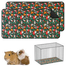 2 Pack Guinea Pig Cage Liner, Reusable Guinea Pig Mats Washable, Waterproof Fast Absorbent Pee Pads Bedding for Small Animals Chinchillas Rabbits Ham