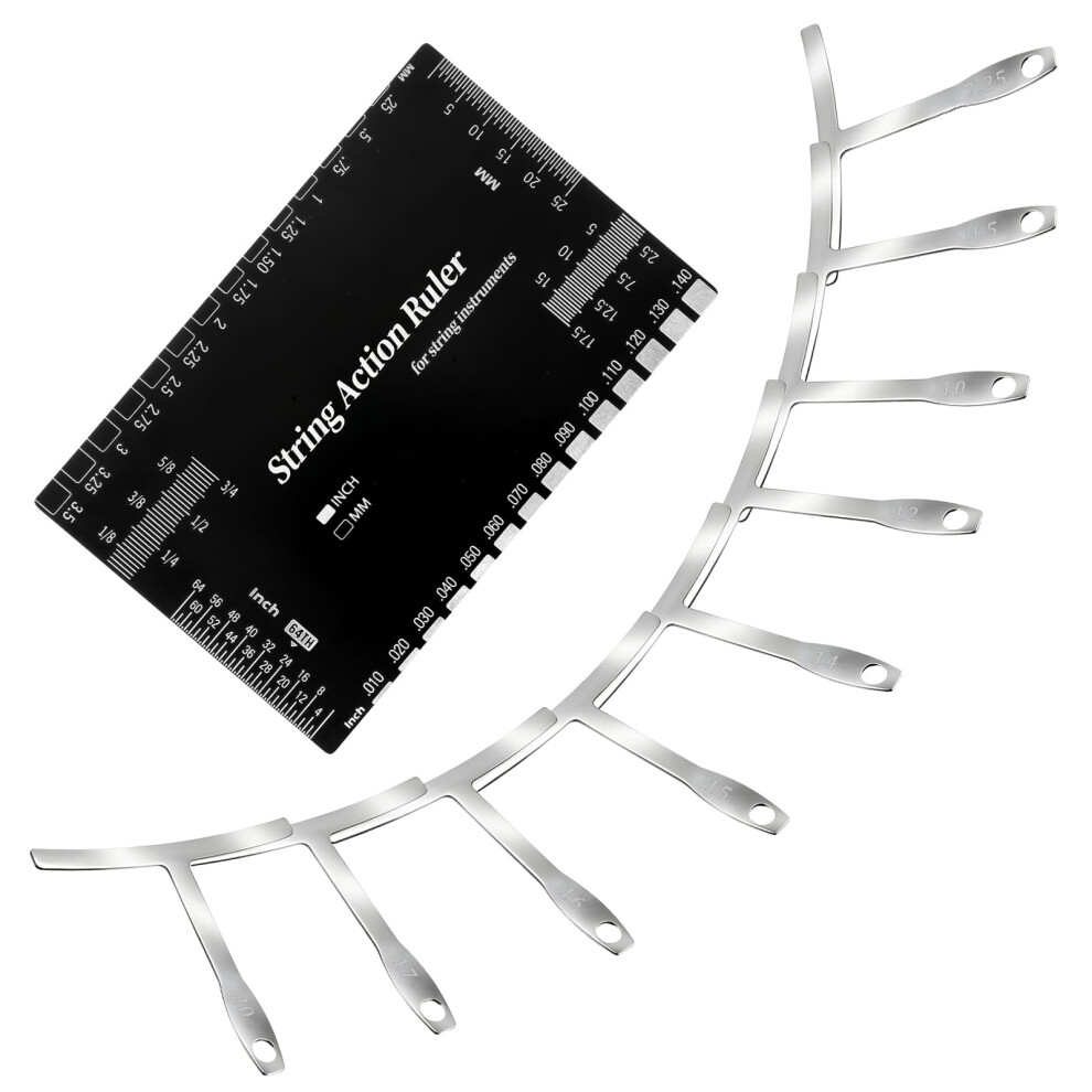 Zelphvt 9 Pcs Guitar Radius Gauge And Guitar String Action Gauge Guitars Setup