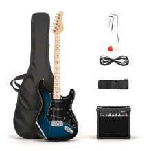 LALAHO Electric Guitar with 20Watt Amp, Full Size 39 Inch Beginner SSS Pickups Electric Guitars Kit W/Accessories Strap, Gig Bag for Kids & Adults (B
