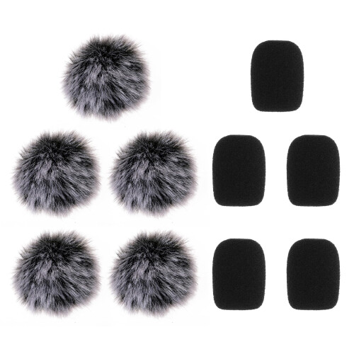 COMNICO 10 Pack Lapel Headset Microphone Windscreen Foam Cover Set Mini MIC Furry Windscreen Pop Filter for Lavalier Lapel Microphone Shield Protecti