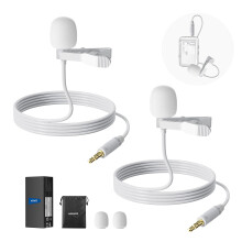 NEEWER 2 Pack Lavalier Lapel Microphone Compatible with Rode Wireless GO II 2 DJI Wireless Mic Transmitter, Omnidirectional Condenser Wired Clip On L