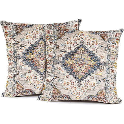 Boho hørpudebetræk 16x16 tommer, 2-pak