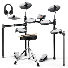 Donner Electric Drum Set with 4 Quiet Mesh Drum Pads, 2 Switch Pedal, Portable and Solid Drum Set with Type-C Charging DED-70 NEW