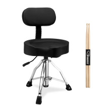 LALAHO Drum Stool with Backrest and a Pair of Drumsticks, Black