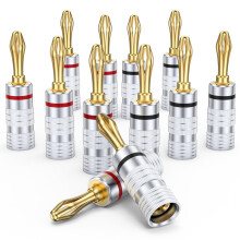 MOSAWG 6 Pairs 24K Gold Plated Speaker Banana Plugs for Speaker Wire, Home Theater