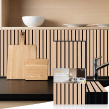 Mollywell Wood Slat Wall Panels, Time-Saving Installation, Wood Veneer, Sound Proofing Wall Decor, Sound Dampening Fluted Design for Home, Studio, Of