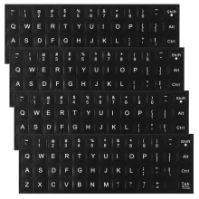 4 PCS Universal English Keyboard Letter Stickers, Black Background with White Lettering, Keyboard Stickers for Laptop, Desktop, and Computer Keyboard