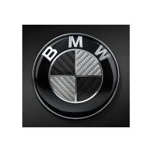 Emblema/logo in fibra di carbonio da 82 mm per cofano e bagagliaio, emblema decorativo bianco e nero per esterni auto.