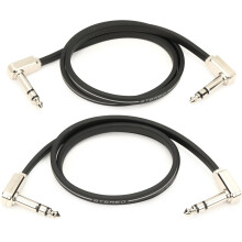 Ernie Ball 24" Flat Ribbon Stereo Patch Cable 2-Pack - Black