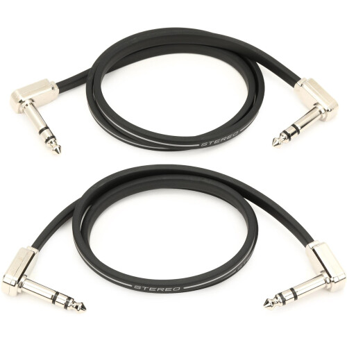 Ernie Ball 24" Flat Ribbon Stereo Patch Cable 2-Pack - Black