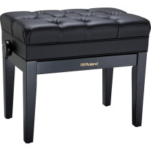 ROLAND Rpb-500Pe Piano Bench with Vinyl Seat And Music Compartment, Polished Ebony, 64.5 X 37.5 X 25 Cm