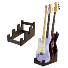 Guiwuiyu Multi Guitar Stand, Space Saving Wooden Guitar Rack, Guitar Stand Floor with Non-Slip Base for Guitar Room, Home, Bandstand (3 Electric/Bass