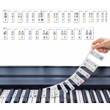 Tharvolex Piano Keyboard Stickers for Beginner, Removable Silicone Piano Notes Guide, 61-Key Full-Size, Colorful & No Stickers Needed