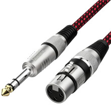 Lueden XLR Female to 1/4 TRS Cable 1.8m XLR to Jack 6.35mm Braided Microphone Cable Stereo Jack Balanced to 3pin Audio Patch Lead for Speaker Mixer G