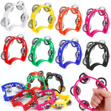 HAOWANWW Half Moon Tambourine 8Pcs Tambourine with Bells Plastic Tambourines for Children Hand Held Baby Tambourines with 4 Bells Percussion Instrume