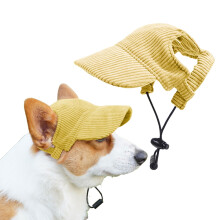 Dog Baseball Cap, Summer Dog Sun Protection Hat Adjustable Pet Cat Dog Baseball Hat Visor Cap with Ear Holes for Puppy Small Medium Large Dogs (Yello