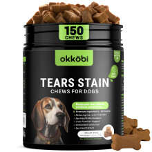 OKKÖBI Tear Stain Chews and Eye Vitamins for Dogs - 150 Vision Soft Bites - Eye Supplements for Dogs with Lutein, Eyebright, Cranberry & Vitamin C -