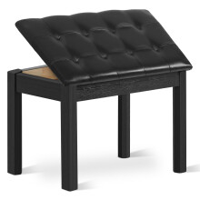 SUNDOY Piano Bench Keyboard Stool, Solid Wooden Digital Piano Seat with Padded Cushion and Large Storage Compartment (Black)