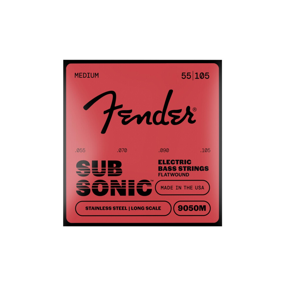 Fender 9050-M Stainless Steel Flat Wound Bass Guitar Strings 55-105