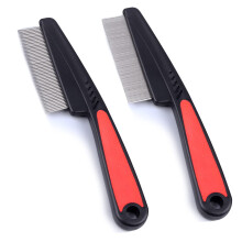 Flea Comb for Dogs Cats, 2 Pcs Dog Cat Flea Comb Fine & Thick Rounded Teeth Pet Combs for Grooming Short Long Haired Kittens Puppies