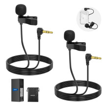 NEEWER Mini Lavalier Microphone (2 Pack), 6.6ft/2m Clip On Wired Condenser Lapel Lav Mic with 3.5mm TRS Connector Compatible with DJI Mic 2 Rode Wire