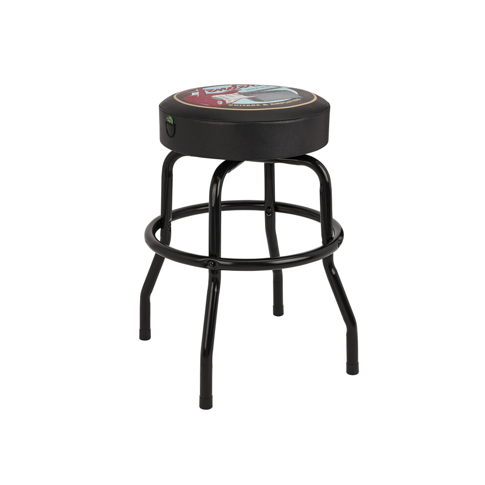 Fender Guitars And Amps Barstool With Pick Pouch, 24 Inch, Foam Padded, Gift For Guitar Fans Black