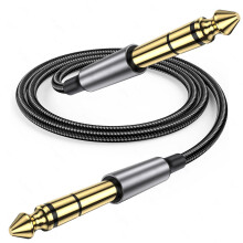 6.35mm (1/4 inch) male to 6.35mm (1/4 inch) male audio cable, (2M/6.6Ft), Guitar Cable, Nylon Braided Guitar Lead for Electric Guitar Bass, Amp, Spea