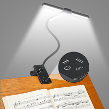 Briocht Rechargeable Music Stand Light, Clip-On LED Book Light with 4 Color Temperatures and 3 Brightness Levels for Each, 360 Flexible Lamp with To
