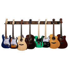 STRICH Guitar Wall Mount Hangers - Walnut Wood Grain, Holds 8 Guitars, Strong Metal Stand Rack, Adjustable Display Set