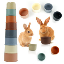 BNPHSIN 8PCS Stacking Cups, Rabbit Stacking Cups, Bunny Stacking Cups Pet Toys, Rabbit Toys Bunny Toys for Hiding Food and Playtime Fun Stack Up Cups