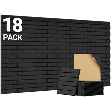 TONOR 18 Pack Acoustic Wall Panels Self-adhesive, 11.8"*11.8"*0.35" Brick Pattern Sound Proofing Panels, 3D Wall Panels for Echo Absorption, Decorati