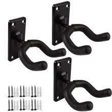 Sound harbor Guitar Wall Mount Guitar Hanger Acoustic Electric Guitar Hanger Bass Ukulele Black Hook Metal Holder Hangers