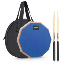 LOLUNUT 12 Inch Silent Drum Pad, Dumb Drum Beginner Rubber Practice Pad, with 5A Drum Sticks &Storage Bag (Blue)
