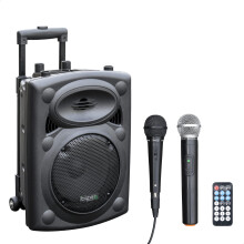 Ibiza - PORT8VHF-BT - Portable speaker 8"/400W MAX with 2 microphones (wired and VHF), remote control and protective cover - Bluetooth, USB, SD - 4 t