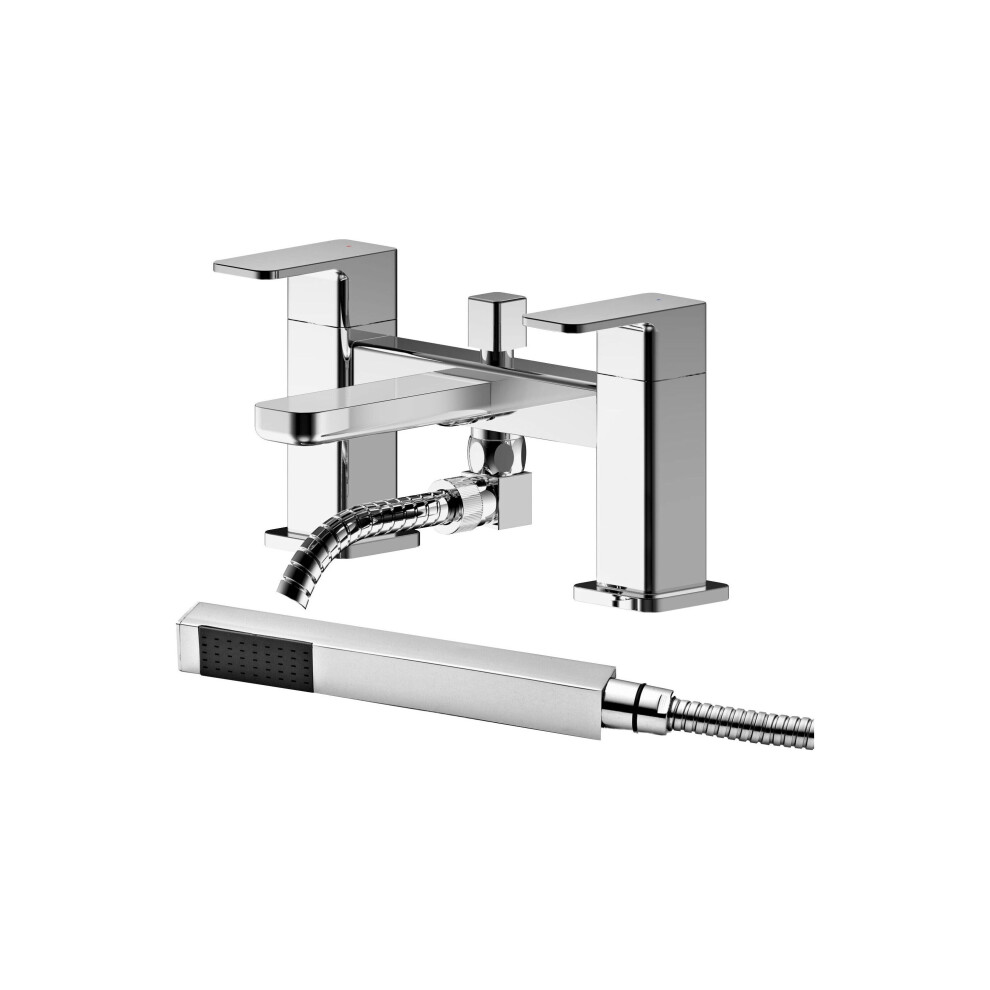 Balterley Deck Mount Square Bath Shower Mixer Tap With Shower Kit Chrome