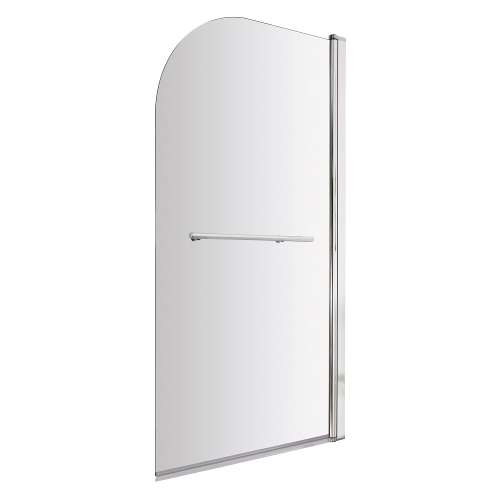 Balterley Modern 6Mm Toughened Safety Glass Reversible Shower Bath Screen With Towel Rail, 1430 X 790Mm - Chrome
