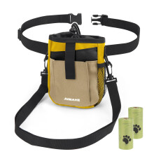 OWill Dog Treat Pouch Bag with 2 Roll of Poop Bags, 5 Pockets Dog Walking Bag, 3 Ways to Wear with Adjustable Waist & Shoulder Belt, Easily Carries f