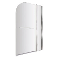 Balterley Modern 6mm Glass Reversible Shower Bath Screen Fixed Panel, 1433 x 998mm - Chrome