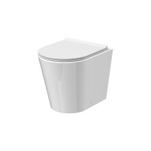 Baswich Contemporary Round Rimless Back to Wall Toilet Pan with Soft Close Sandwich Seat