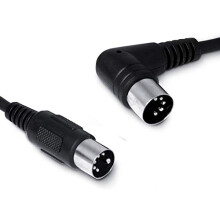 Snakebite MIDI (5 pin DIN) Cable with straight and right angled connectors (1 metre with pins on SAME side as cable exit)