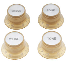 Musiclily 6mm Top Hat Guitar Bell Knobs 2 Volume 2 Tone Control Knobs for Epiphone Les Paul SG Electric Guitar, Gold