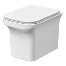 Hilderstone Rimless Wall Hung Square Toilet Pan & Soft Close Seat - 390mm x 340mm x 480mm