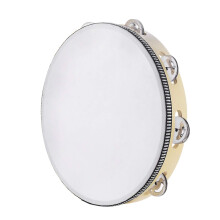 Musfunny Tambourines for Adults 10 Inch: Wooden Tamborine with Single Row Metal Jingles - Tamborines Musical Instrument Adult Percussion Gift for Chu