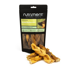Natural Treats Braided Buffalo Skin for Dogs (4pcs) Hypoallergenic High Protein Low Fat Long-Lasting Chew Treats