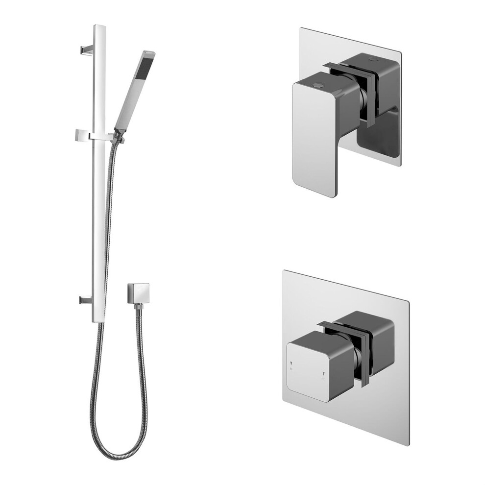 Balterley 1 Outlet Luxury Shower Bundle - Stop Tap, Temperature Control & Slide Rail Kit - Chrome