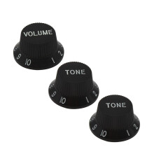 FLEOR Set of 2T1V Tone Volume Control 24 Spline Knob Top Hat Imperial ST Guitar,Black