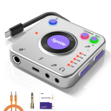 Synido Audio Interface for Recording Music with Instrument Gain Control, 24bit/96KHz, Portable HiFi Audio Interface, Comes with USB-C, Lightweight Au