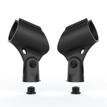 2 Pack Adjustable Microphone Holder Clip, 180 Rotatable Mic Clamp with Large Handle for Wired & Wireless Mics, Includes 5/8" to 3/8" Screw Adapter–P