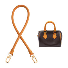 KIYOMIL Bag Genuine Vachetta Leather Shoulder Short Strap Replacement Fit for Graceful Damier Soft Speedy25 30 35 Bag Brown Rolled Straps Tan(Length: