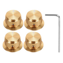 sourcing map 4Pcs Aluminium Potentiometer Knobs 1/4" Volume Tone Control Top Hat Knobs with L-Type Hexagonal Wrench for Guitar Instruments Audio Mixe